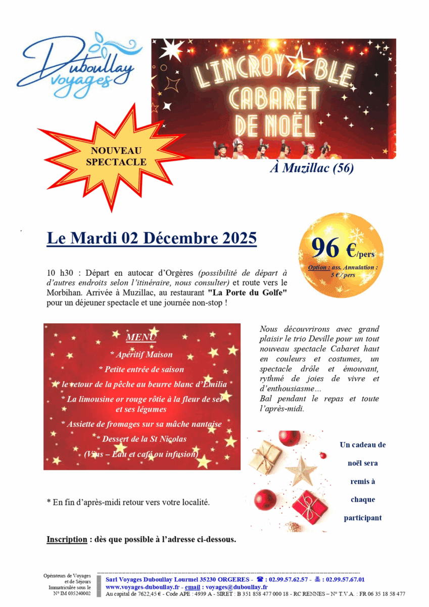 Voyages Duboullay Entreprise De Transport A Orgeres Cover Cabaret Noel 2025